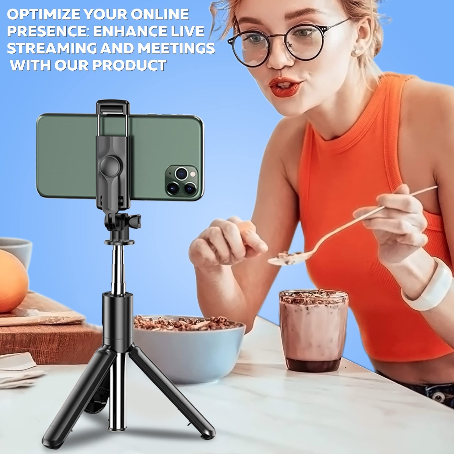 WeCool S1 Selfie Stick with Tripod Stand, 3-in-1 Multifunctional Selfie Stick with Detachable Wireless Remote for Vlogging & Photoshoot, Portable-Lightweight Selfie Stick for iPhone & Android Mobiles